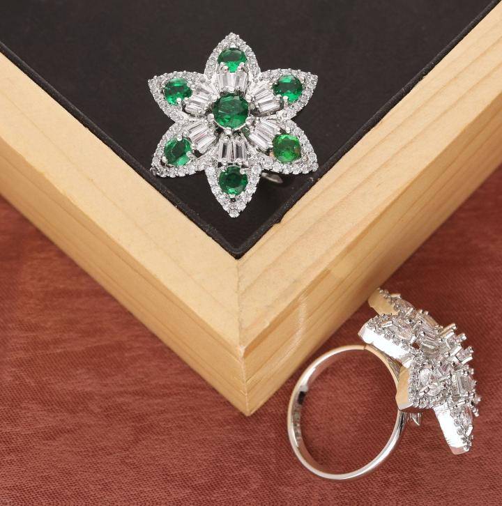 Anti tranish american diamond silver finger ring 276 Imitation jewelry wholesale market